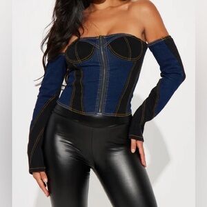 Stylish Denim Off-Shoulder Top